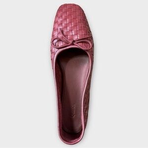 New! Quince Italian Leather Handwoven Square Toe Ballet Flat in Merlot Sz 10